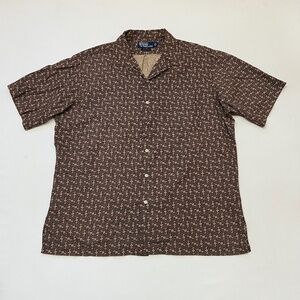 Vintage Polo Ralph Lauren All Over Print Caldwell Camp Shirt Sz Large Button Up